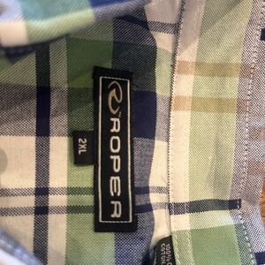 Roper Green and Blue Casual Button Down Shirt